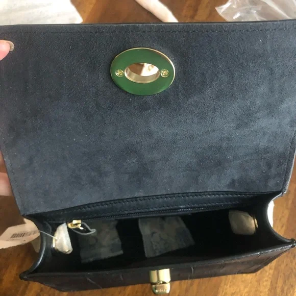 NWT $295 Coach Bowery Croc-Embossed Leather with Gold Crossbody Chain! - Picture 12 of 16